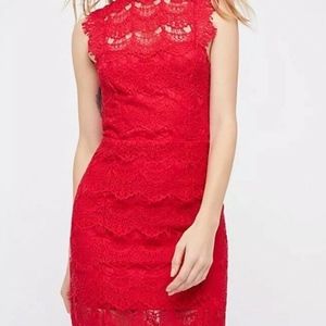 Free People Intimately Red Lace Daydream BODYCON